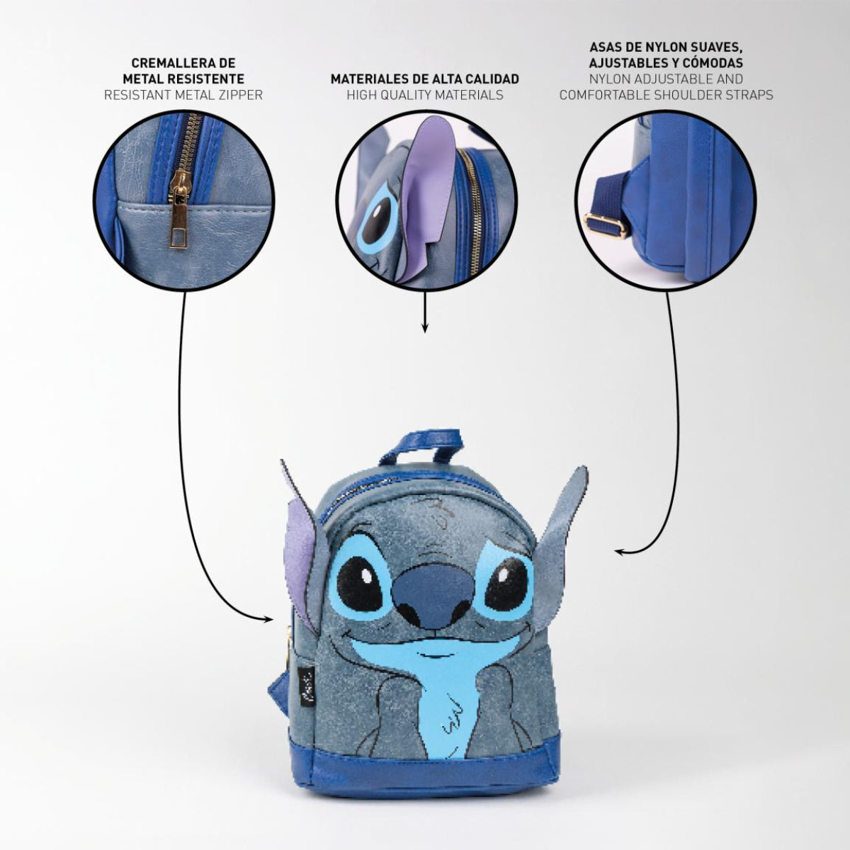 Disney Rucksack Stitch Casual Tasche Damen Kunstleder mit Stickdetails