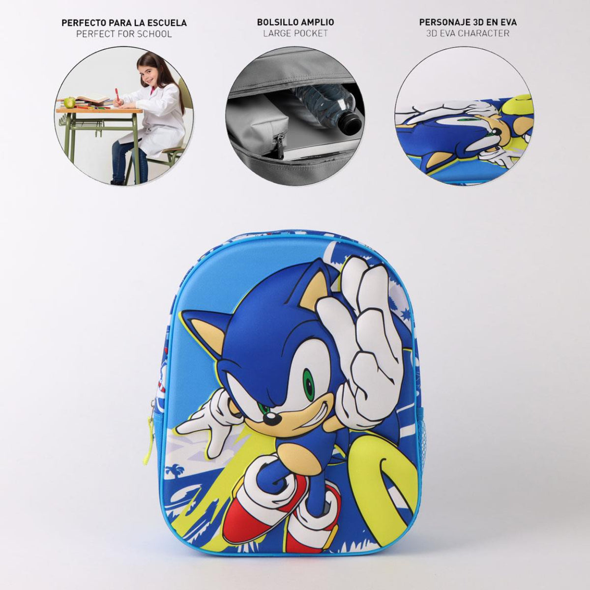 Sonic 3D Kinderrucksack für Kleinkinder leichter Rucksack für Schule und Ausflüge