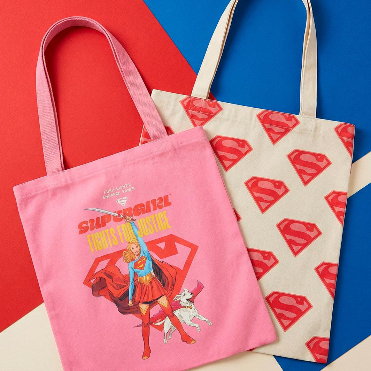 Superman Supergirl Einkaufstasche Tragetasche Stofftasche aus Polyester Baumwolle für Alltag und Shopping