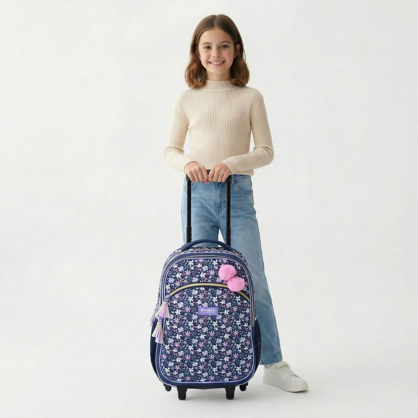 Studio V Trolley Rucksack Flower Bomb Schulrucksack mit Rollen