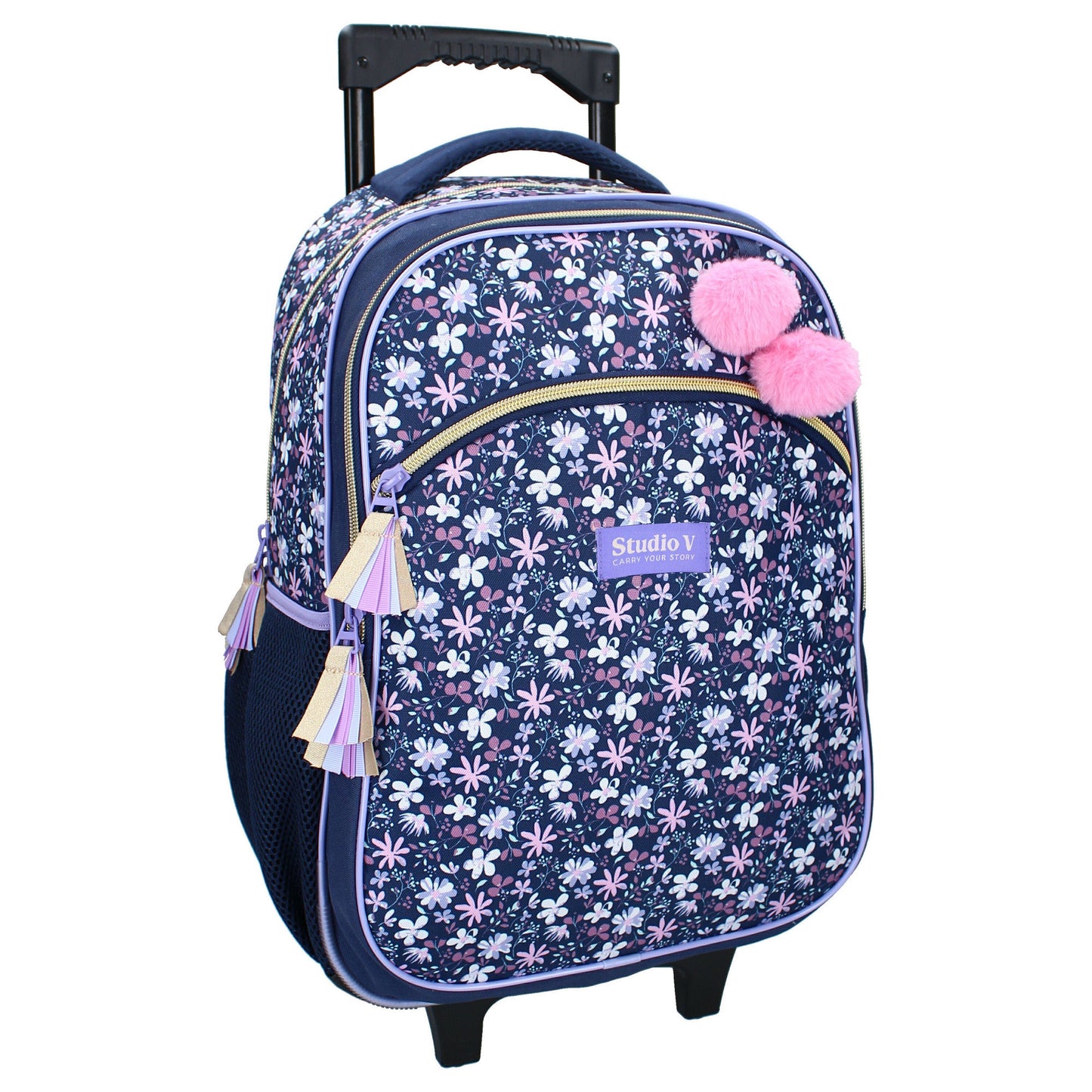 Studio V Trolley Rucksack Flower Bomb Schulrucksack mit Rollen