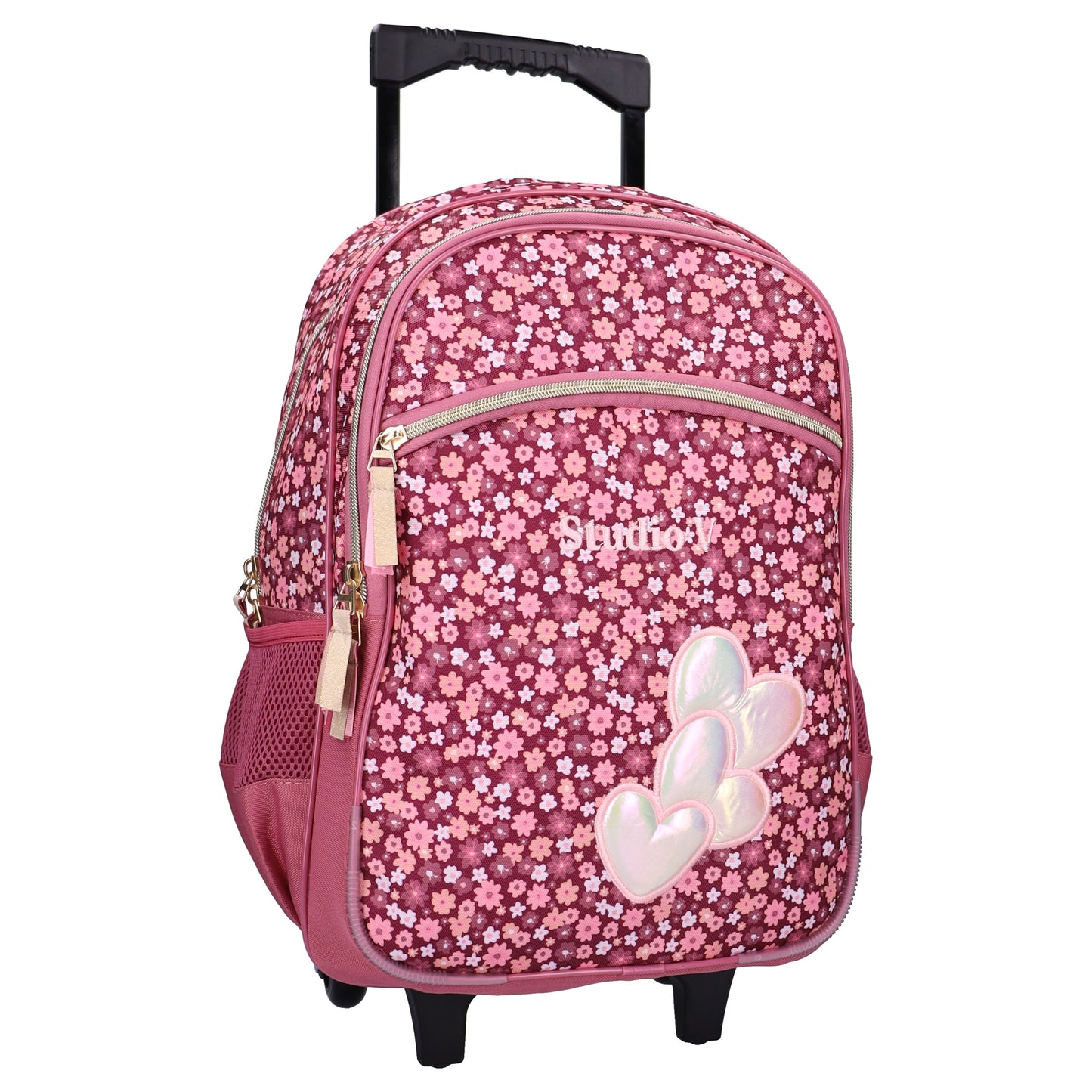 Studio V Wildflower Trolley Schulrucksack Mädchen Kinder Rucksack mit Rollen Blumenmuster