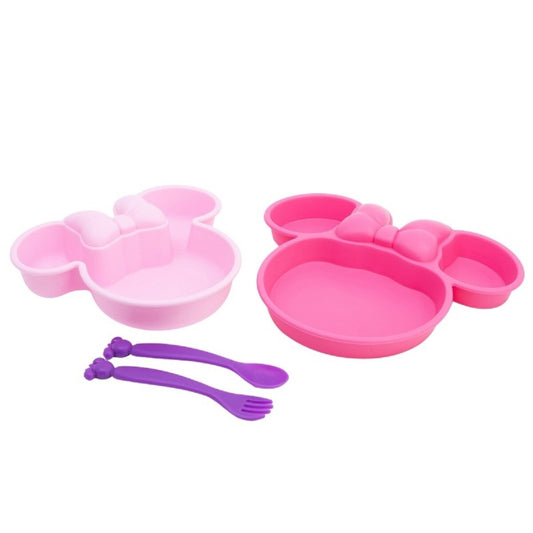 Disney Minnie Mouse Kindergeschirr-Set 4-teilig – Teller, Schale & Besteck in Geschenkbox