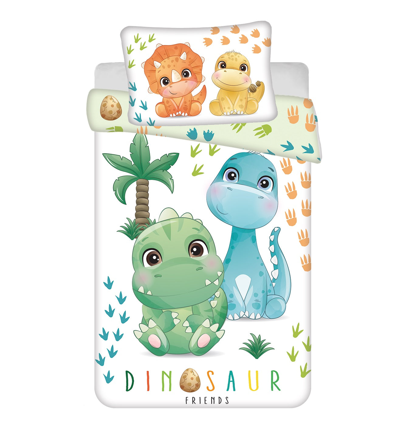 Kinder Bettwäsche mit Dino-Motiv – Bettbezug 100x135 cm & Kissenbezug 40x60 cm