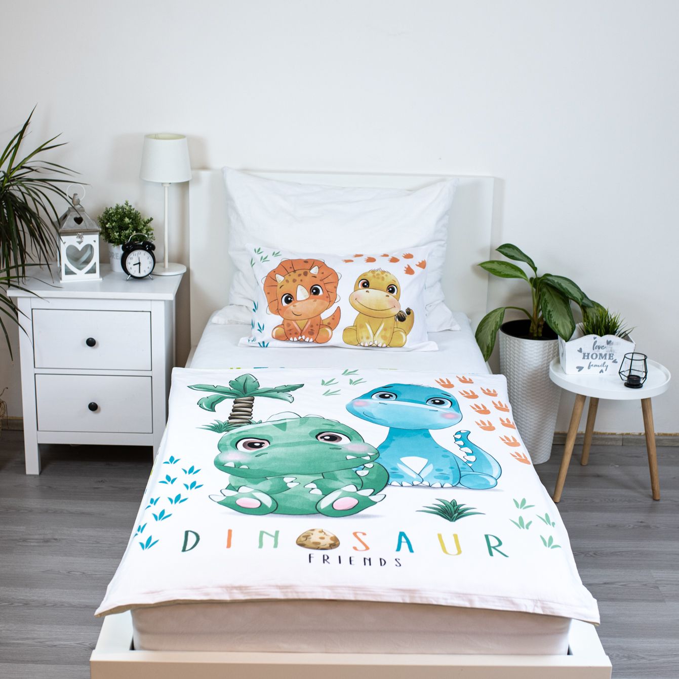 Kinder Bettwäsche mit Dino-Motiv – Bettbezug 100x135 cm & Kissenbezug 40x60 cm