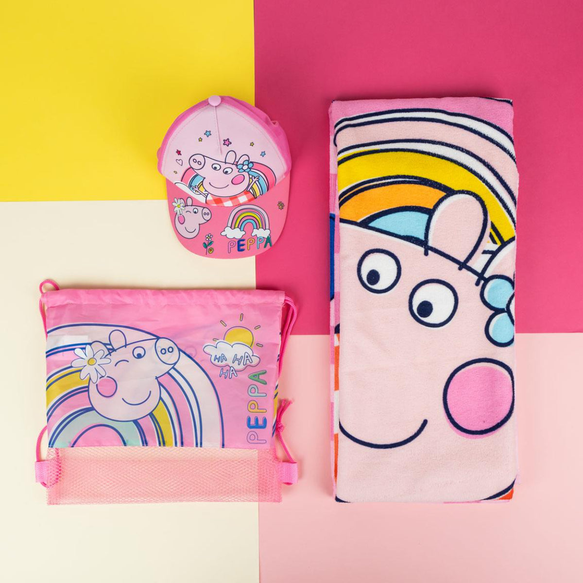 Peppa Pig Waschlappen-Set Handtücher im praktischen Beutel für Kinder
