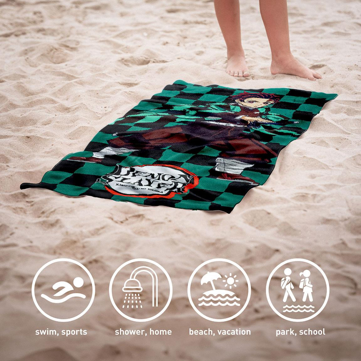 Demon Slayer Handtuch Badehandtuch Strandtuch 70x140 cm aus Polyester