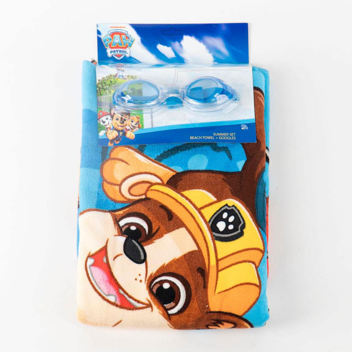 Paw Patrol Kinder Set mit Strandtuch und Schwimmbrille für Schwimmbad und Urlaub