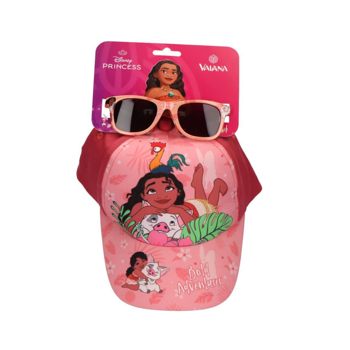 Disney Vaiana Kinder Cap Set mit Sonnenbrille rosa für Sommer Urlaub Strand