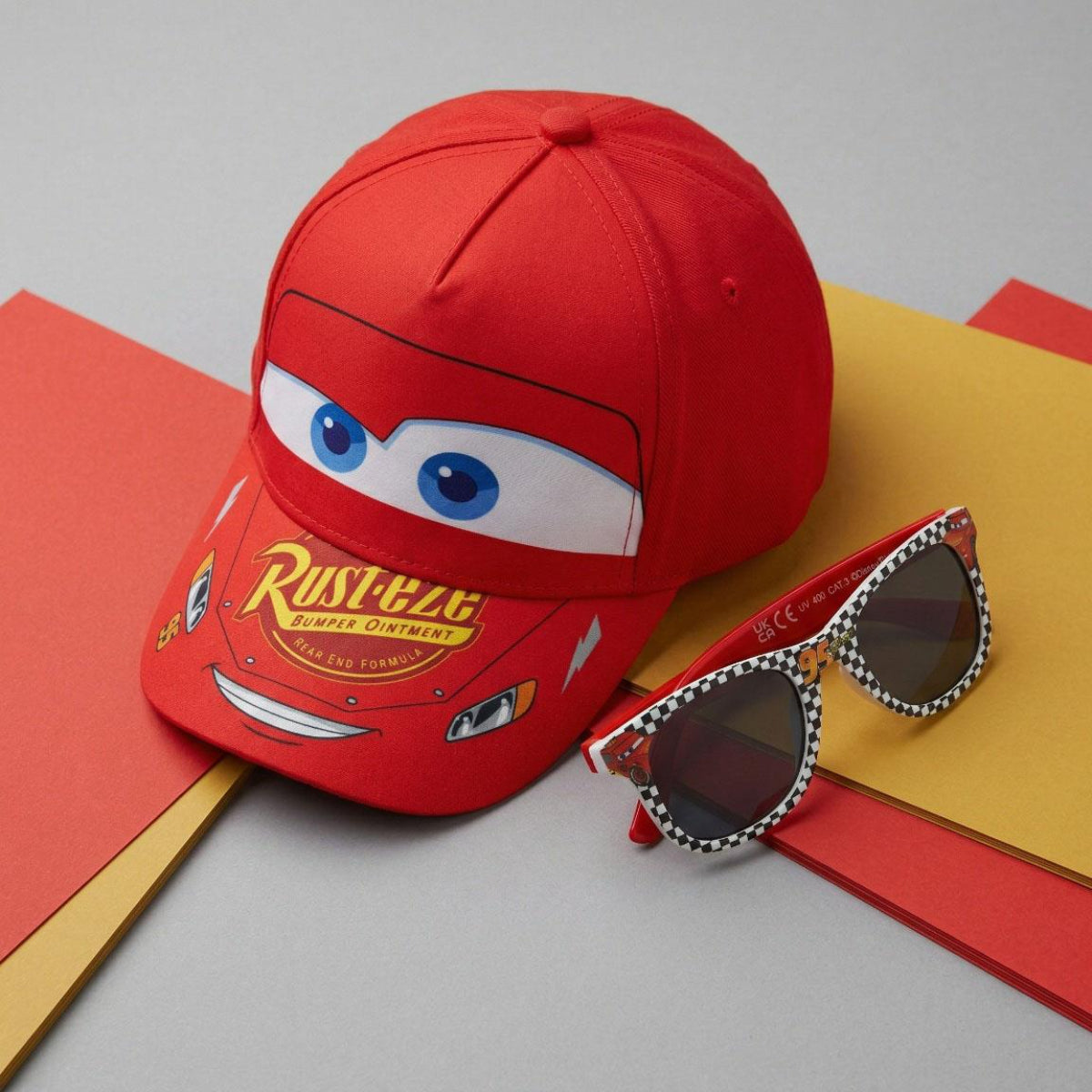 Disney Cars Cap und Sonnenbrille Set Kinder 53 cm Schirmmütze mit Fan Motiv