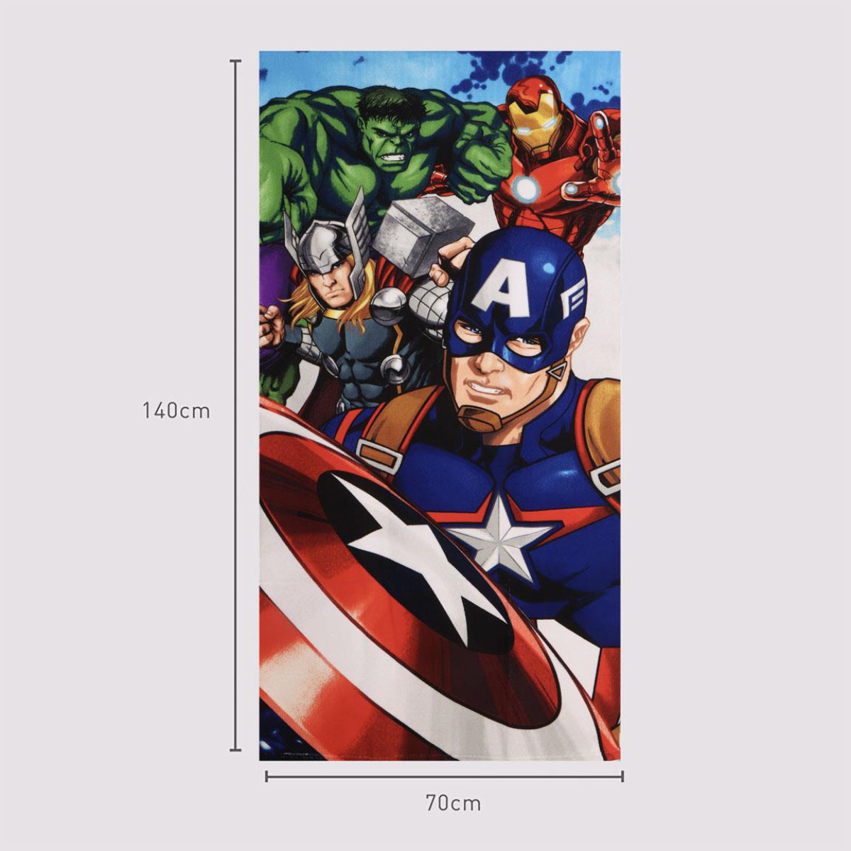 Marvel Avengers Polyester Strandtuch 70 × 140 cm 250 gsm für Urlaub und Schwimmbad