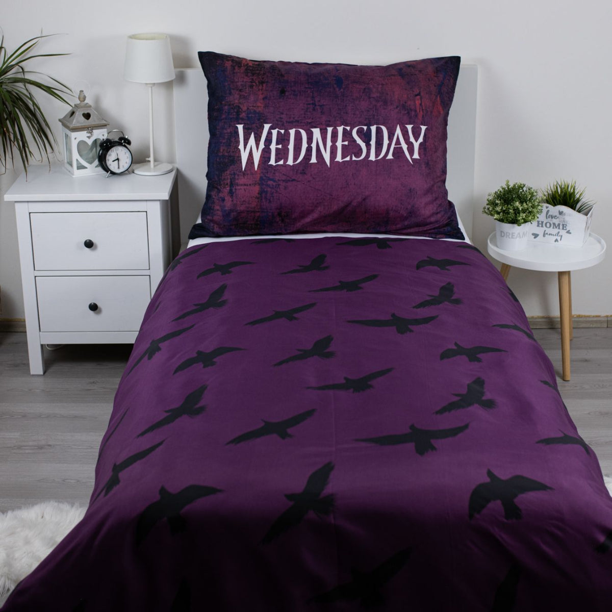 Wednesday Bettwäsche-Set für Kinderbett 140 x 200 cm + 70 x 90 cm aus 100% Polyester mit Reißverschluss