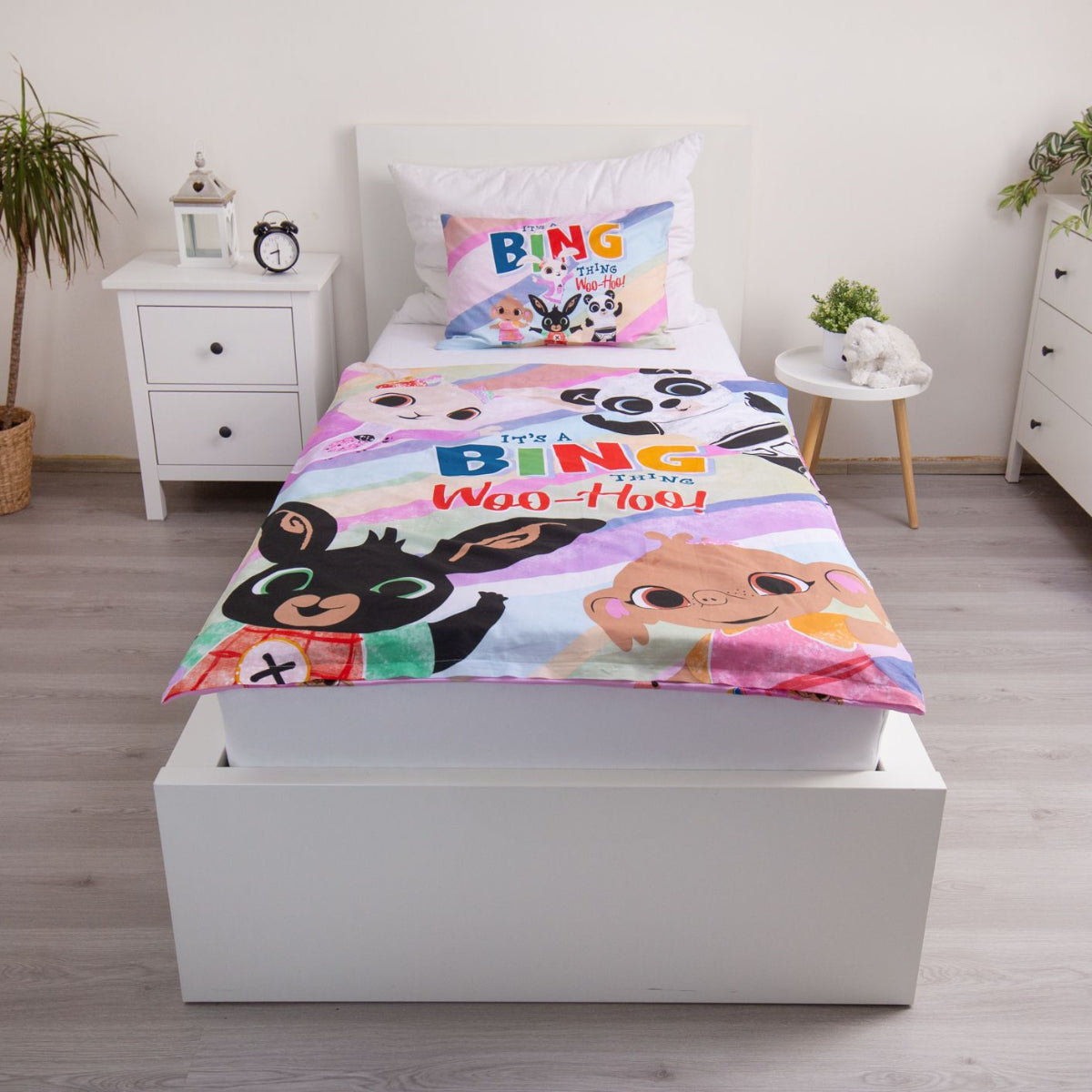 Bing Kinderbettwäsche Set 100x135 + 40x60 cm Baumwolle Wolkenmotiv