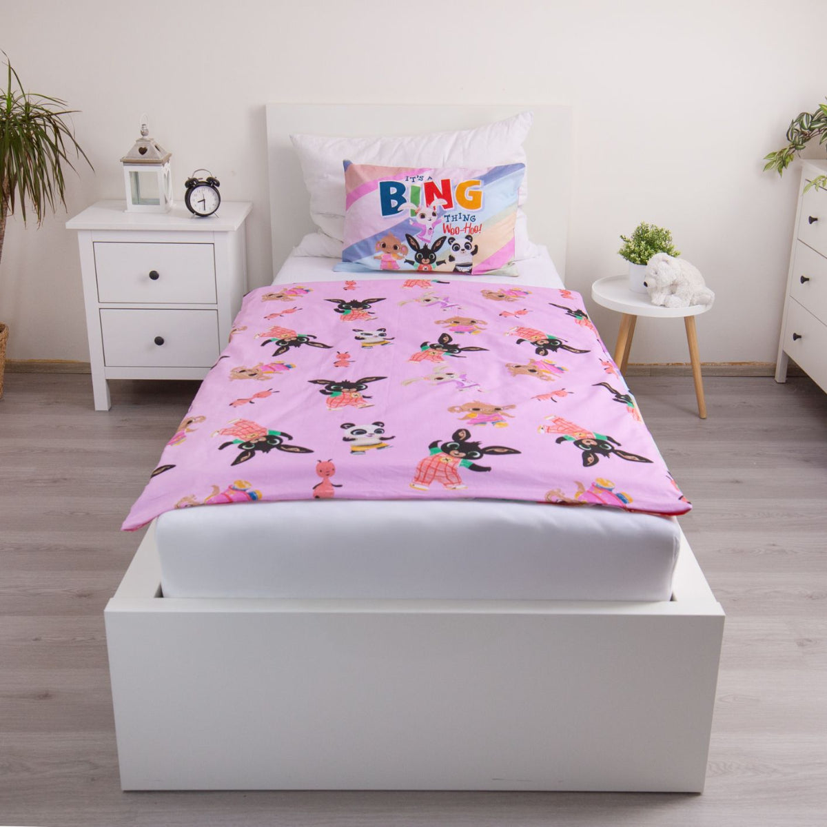 Bing Kinderbettwäsche Set 100x135 + 40x60 cm Baumwolle Wolkenmotiv