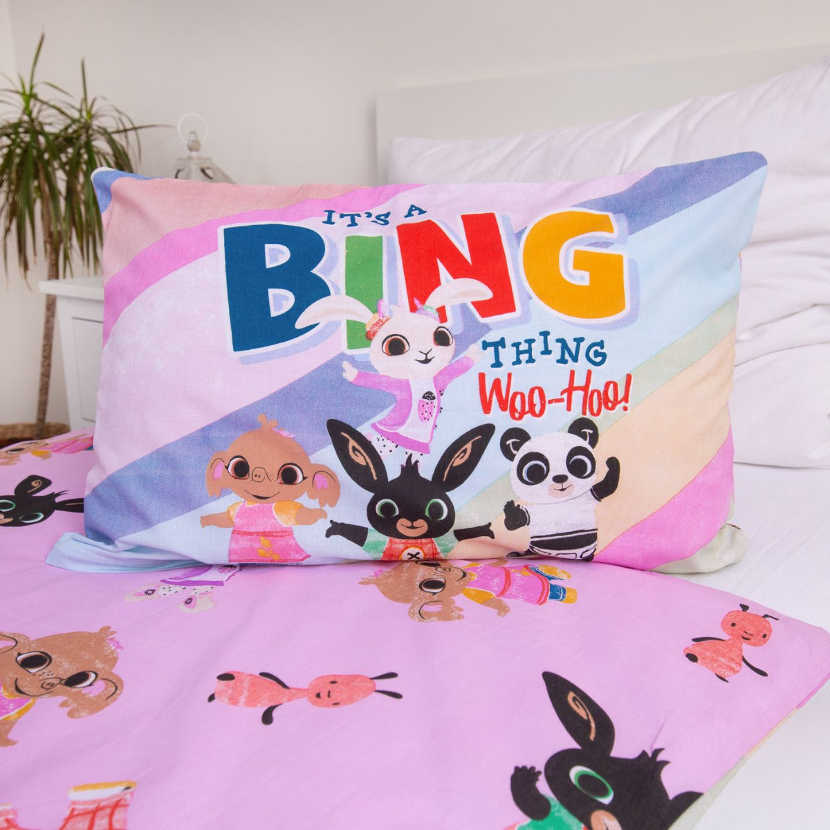 Bing Kinderbettwäsche Set 100x135 + 40x60 cm Baumwolle Wolkenmotiv