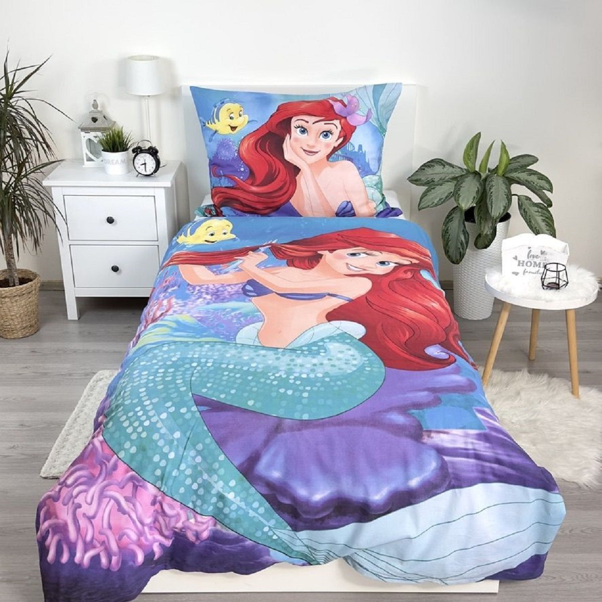 Disney Ariel Bettbezug 140x200 cm & Kissenbezug 70x90 cm – Bettwäsche-Set für Kinderzimmer