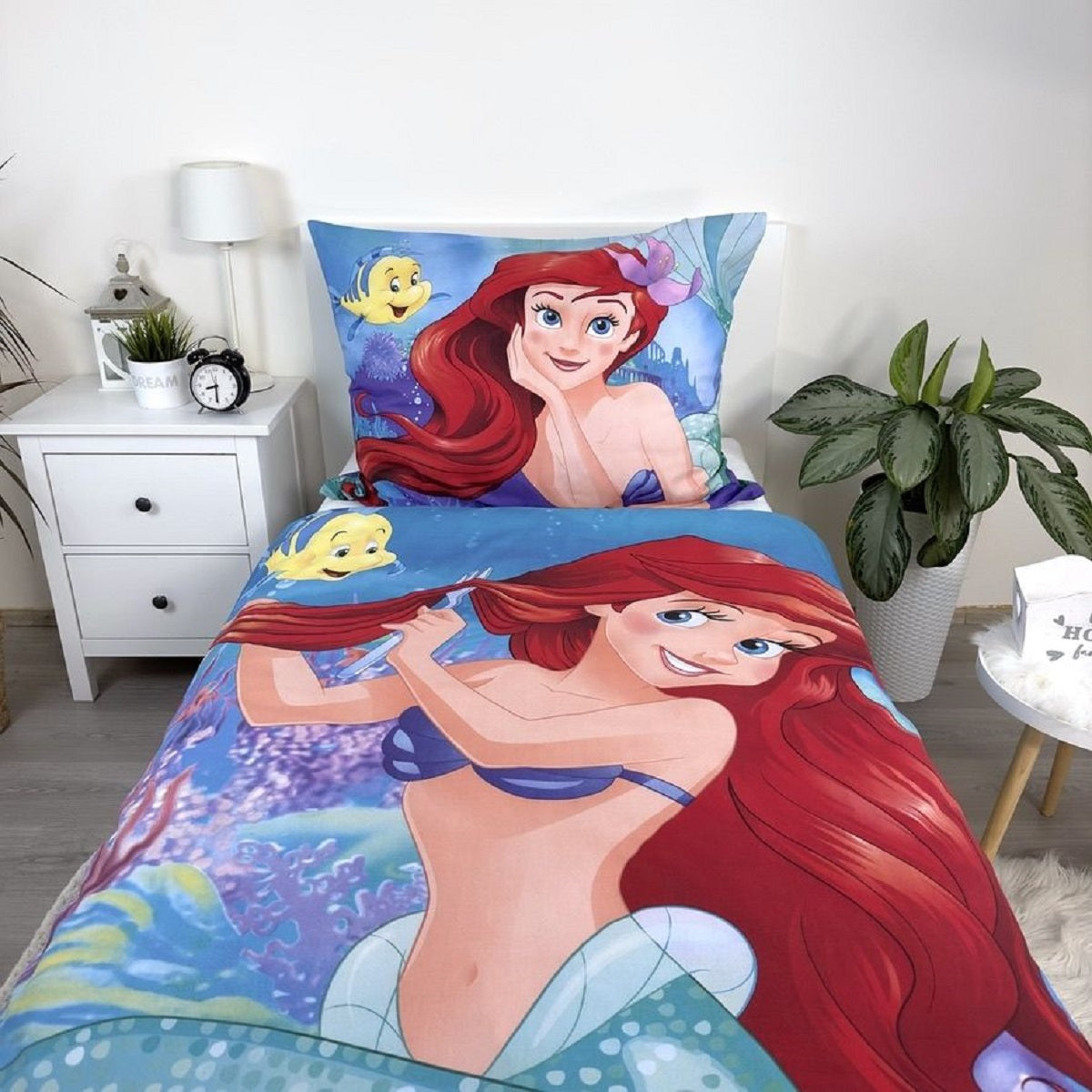 Disney Ariel Bettbezug 140x200 cm & Kissenbezug 70x90 cm – Bettwäsche-Set für Kinderzimmer