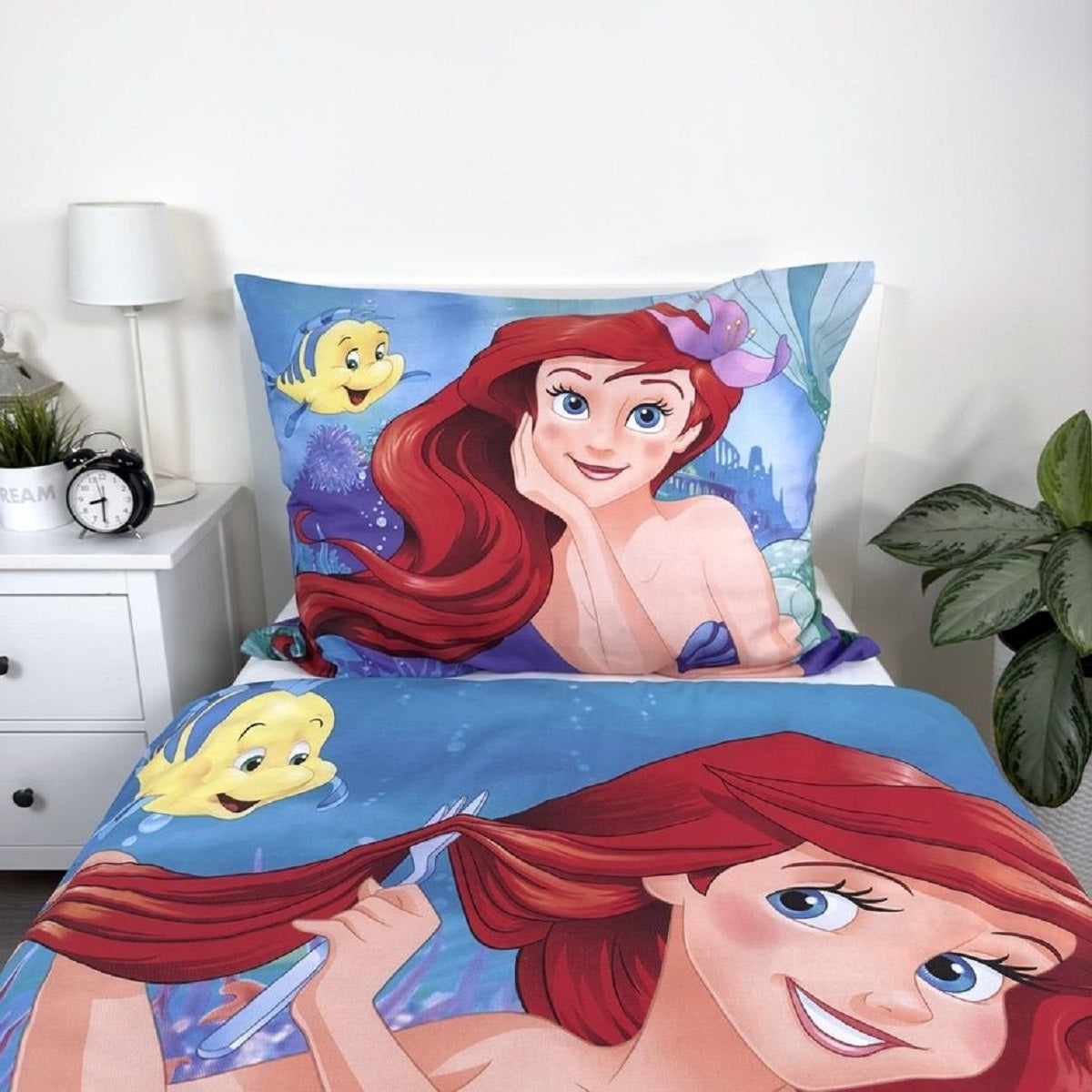 Disney Ariel Bettbezug 140x200 cm & Kissenbezug 70x90 cm – Bettwäsche-Set für Kinderzimmer