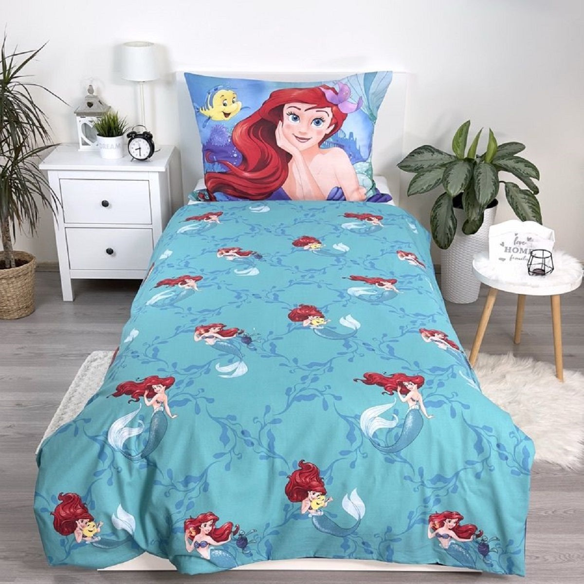 Disney Ariel Bettbezug 140x200 cm & Kissenbezug 70x90 cm – Bettwäsche-Set für Kinderzimmer