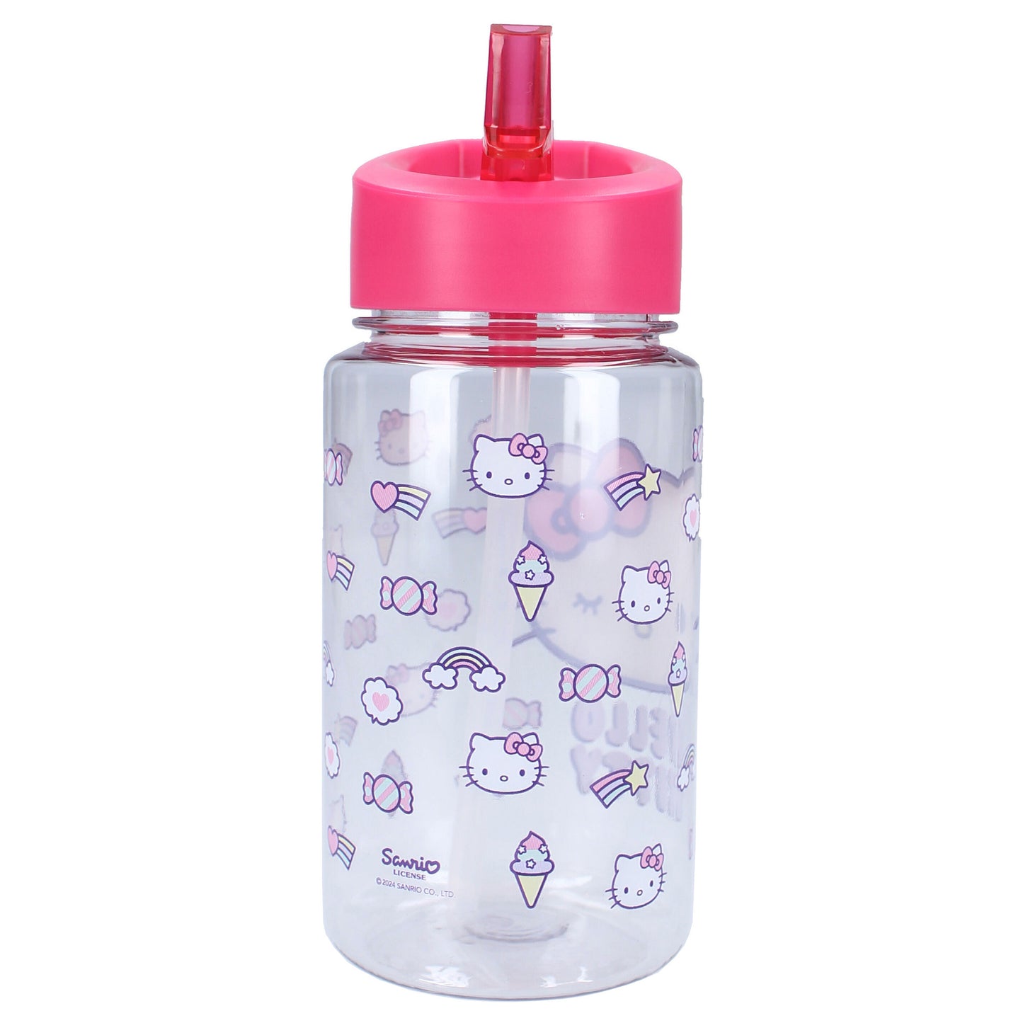 Hello Kitty „Drink Up“ Trinkflasche Mit Strohhalm und pinkem Henkel