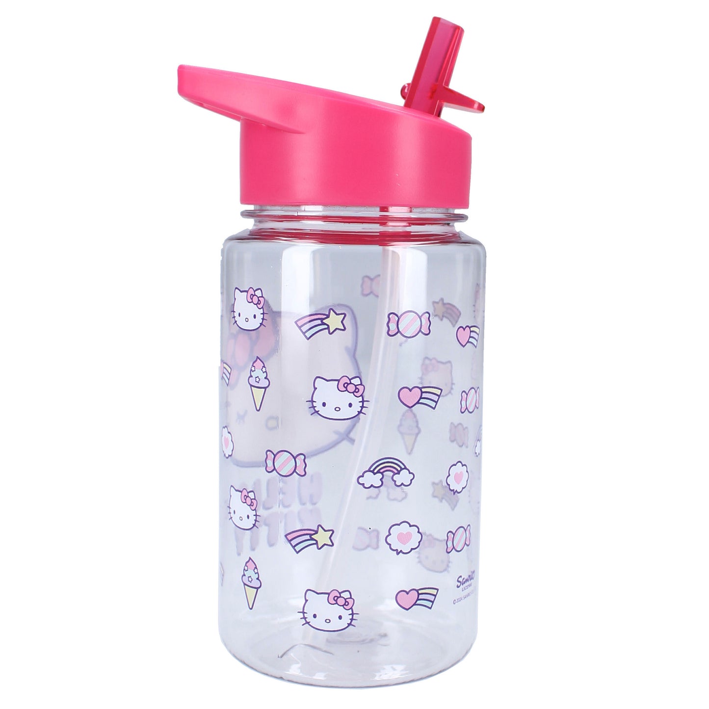 Hello Kitty „Drink Up“ Trinkflasche Mit Strohhalm und pinkem Henkel