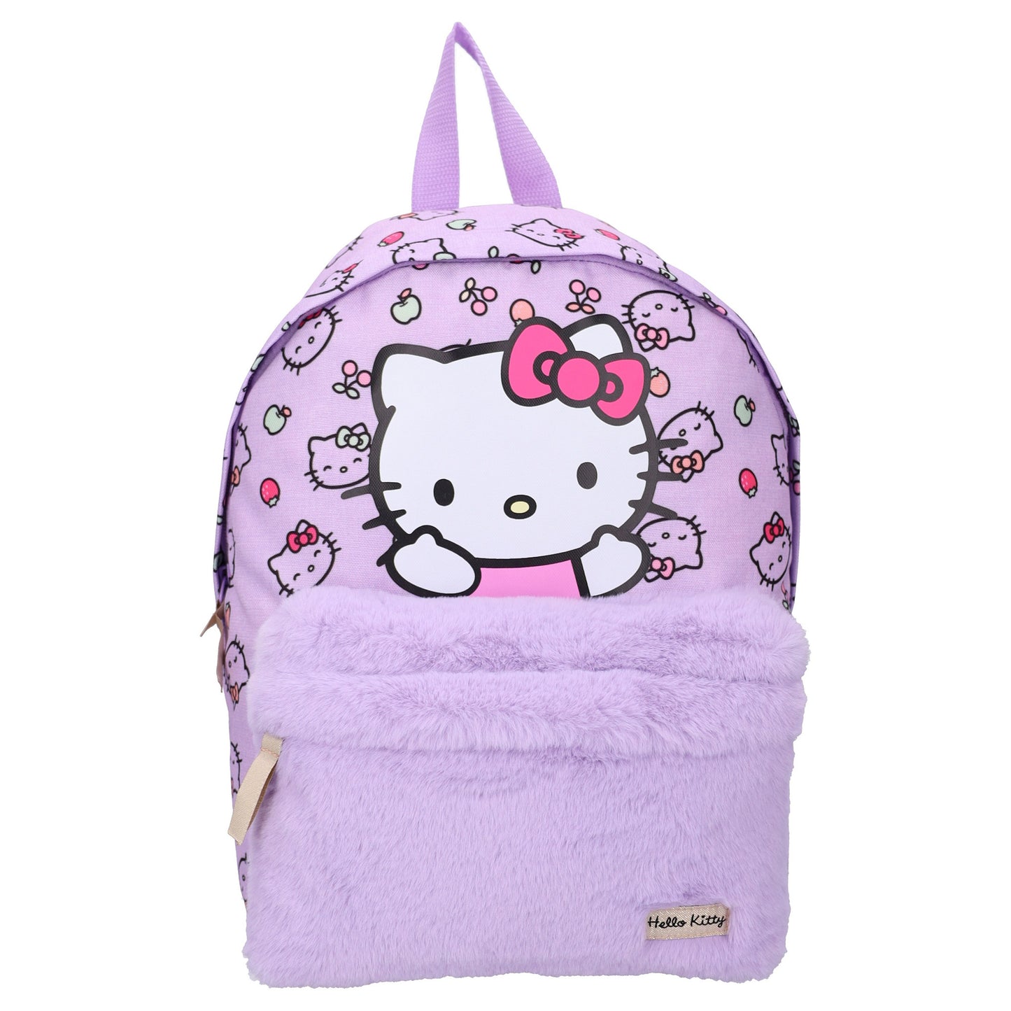 Hello Kitty Rucksack Kinder mit flauschiger Fronttasche für Schule Freizeit und Ausflüge