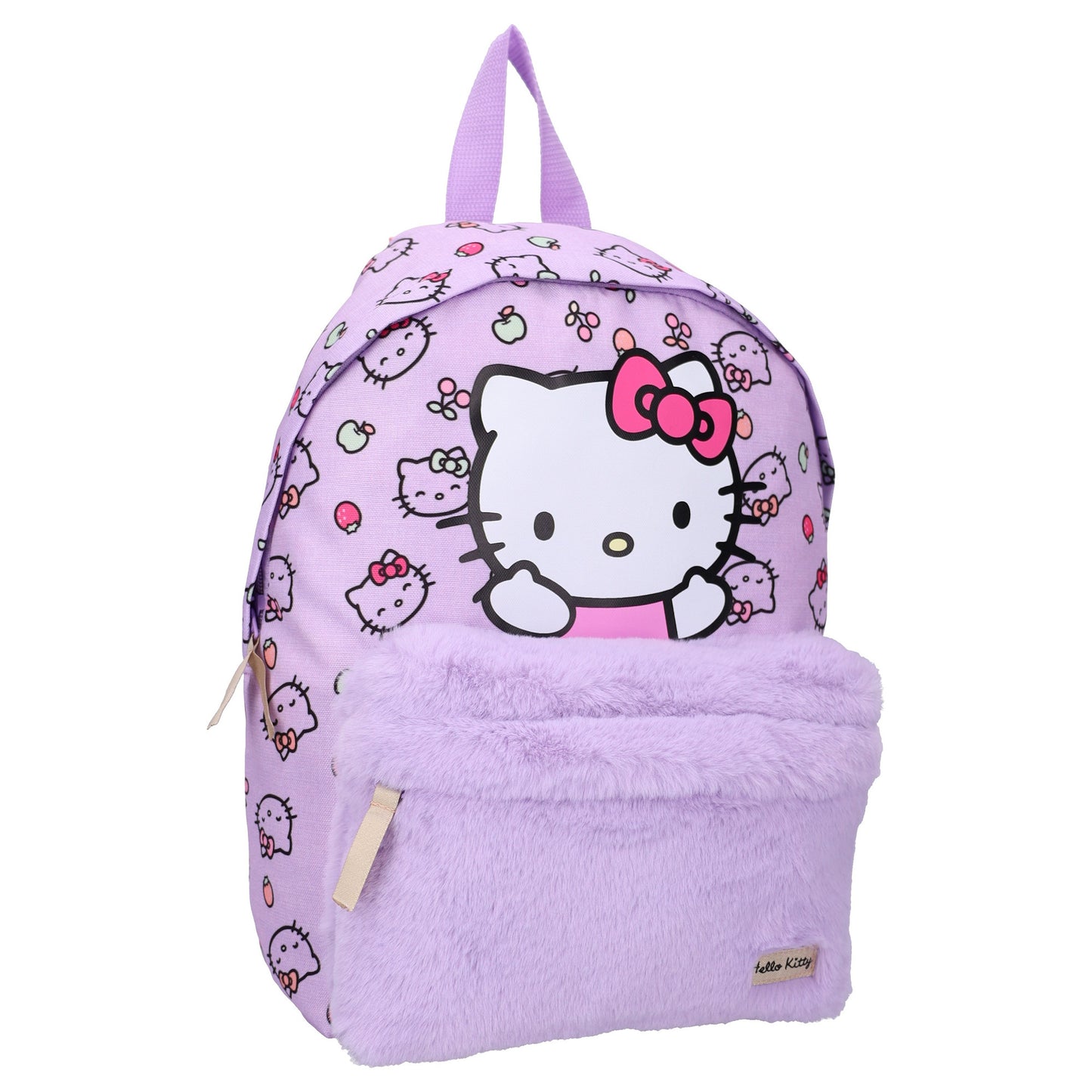 Hello Kitty Rucksack Kinder mit flauschiger Fronttasche für Schule Freizeit und Ausflüge