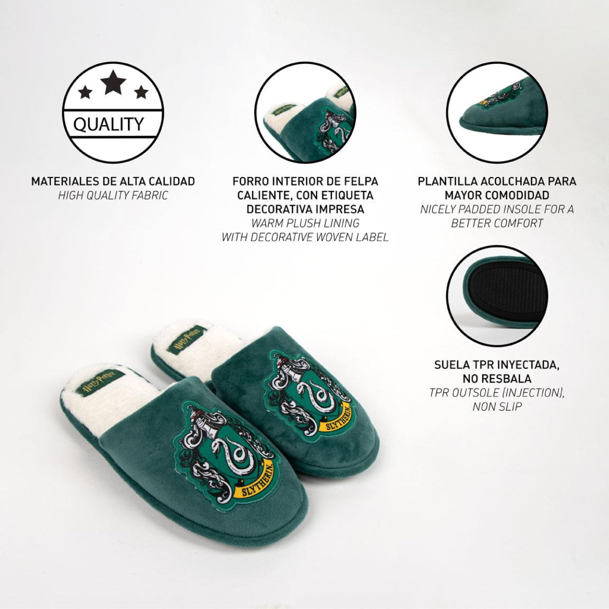 Harry Potter Lifestyle Hausschuhe – Slytherin Slipper für Damen und Herren