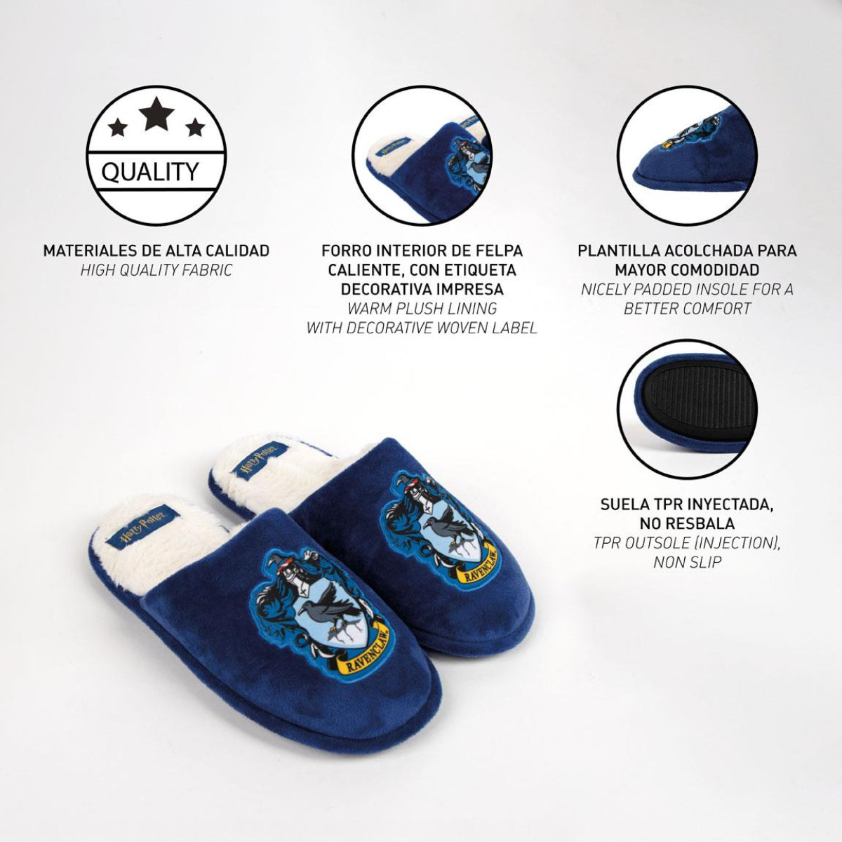 Harry Potter Ravenclaw Hausschuhe – Warme Slipper mit Anti-Rutsch-Sohle