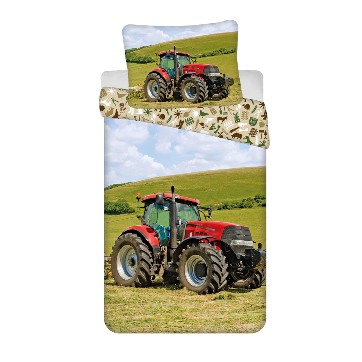 Bettwäsche Tractor 140x200 cm – Baumwolle Set mit Traktor Motiv, Reißverschluss