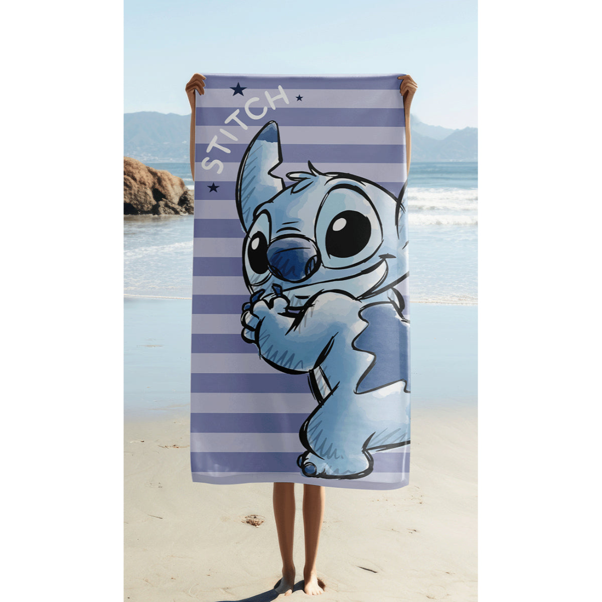 Lilo and Stitch Stripes Strandtuch aus 100 % Polyester 70 x 140 cm für Bad Strand und Reise