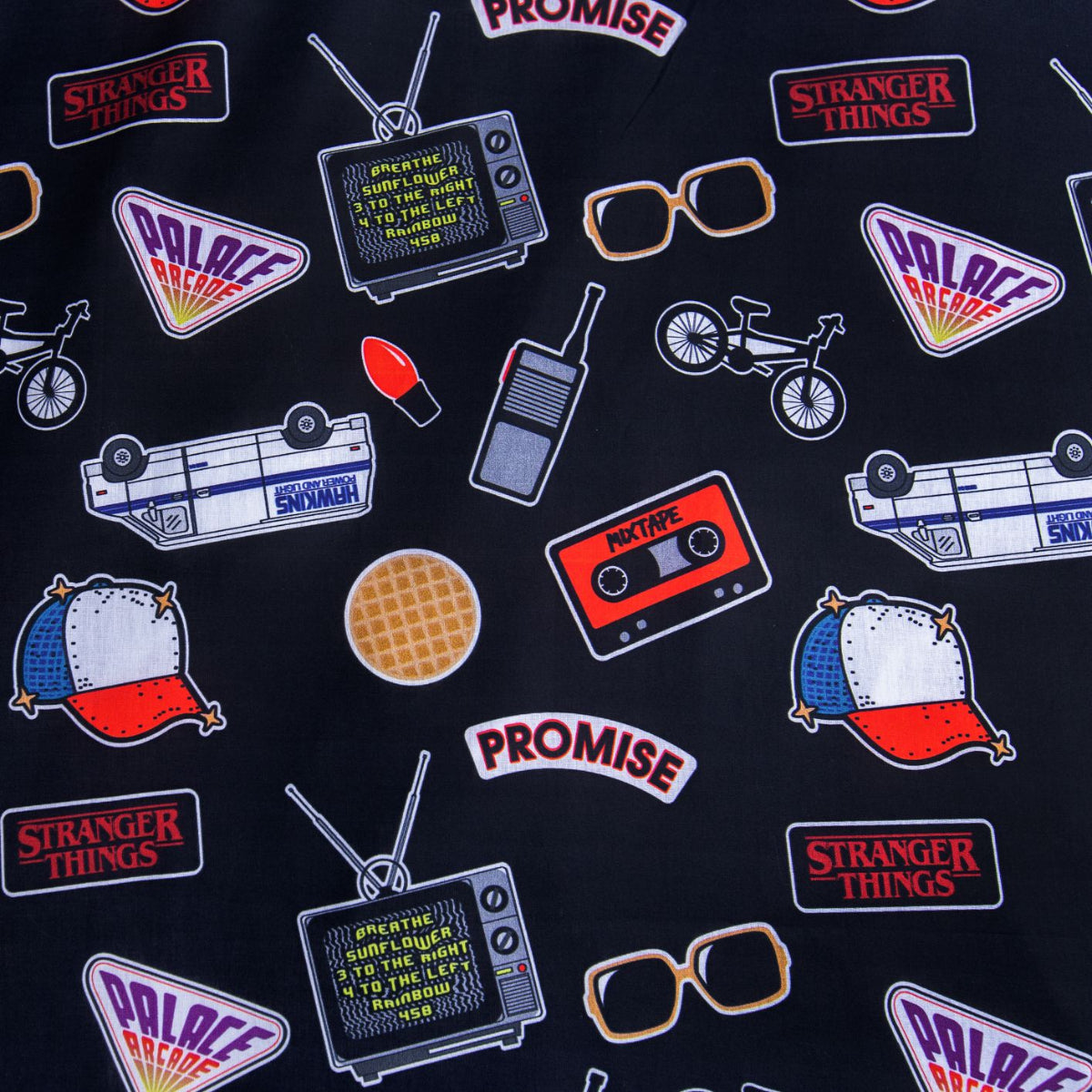 Stranger Things Bettwäsche 140x200 cm Baumwolle Schwarz Upside Down Design