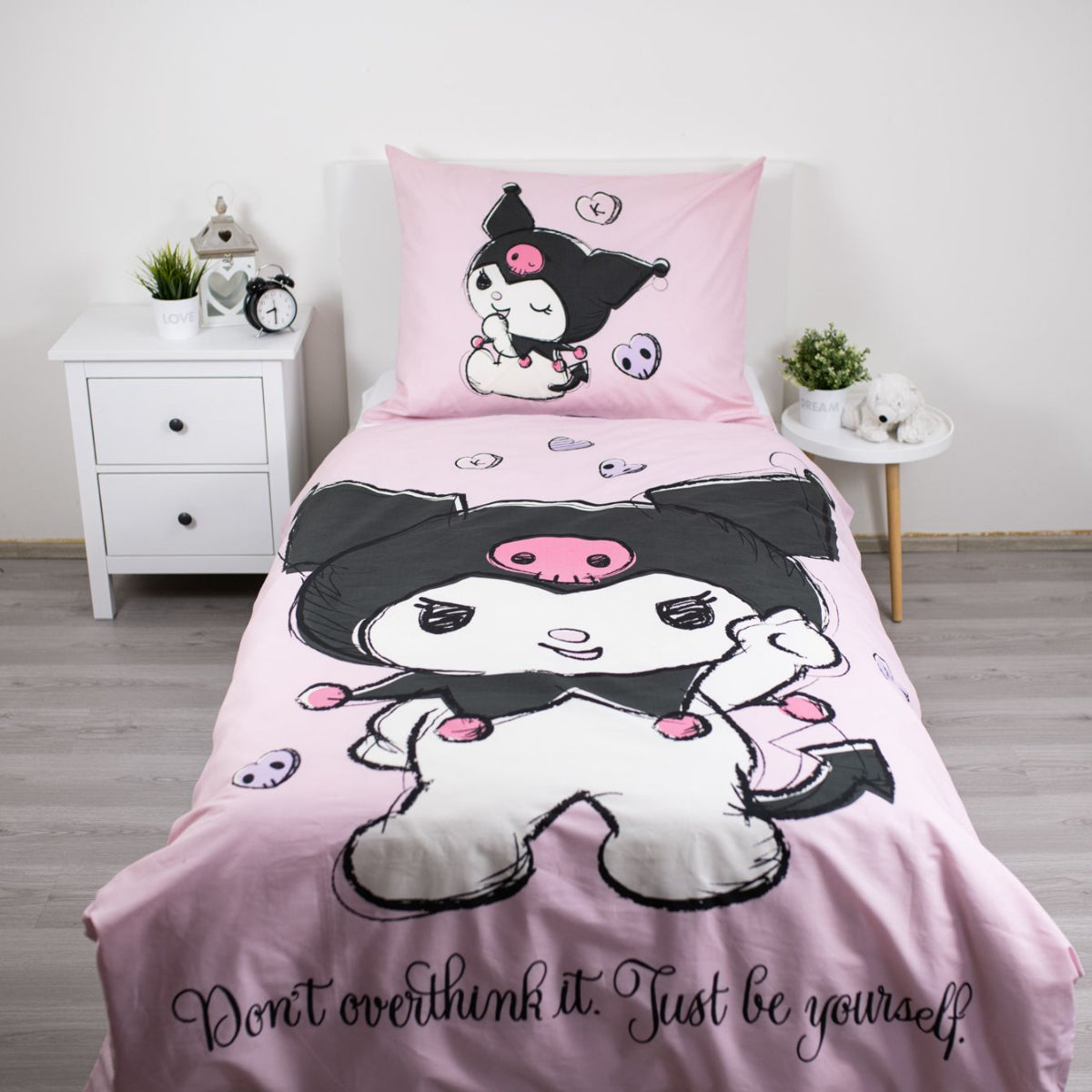 Kuromi Bettwäsche Set aus Baumwolle Bettdeckenbezug 140 × 200 cm mit 70 × 90 cm Kissenbezug