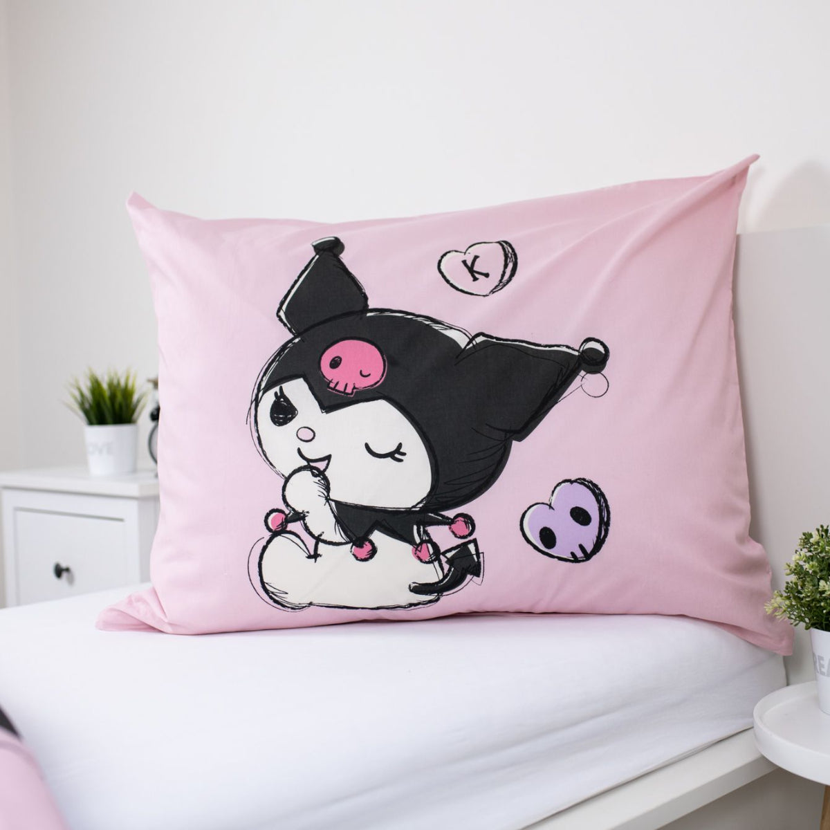 Kuromi Bettwäsche Set aus Baumwolle Bettdeckenbezug 140 × 200 cm mit 70 × 90 cm Kissenbezug