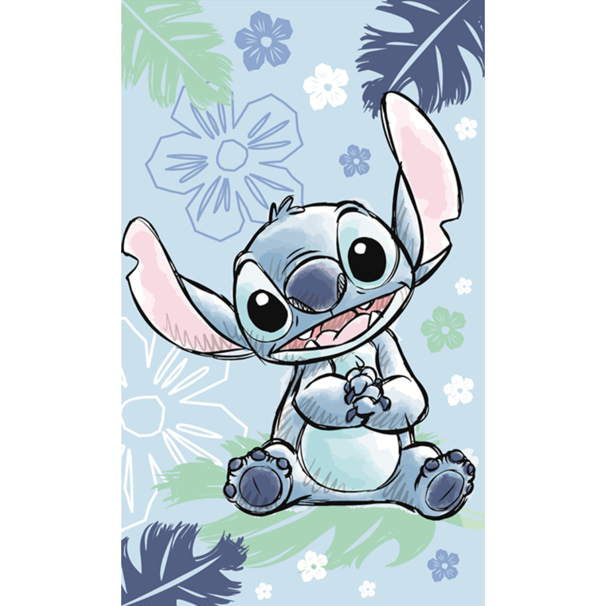 Disney Lilo & Stitch Ohana Blue Handtuch 30 × 50 cm aus 100% Baumwolle