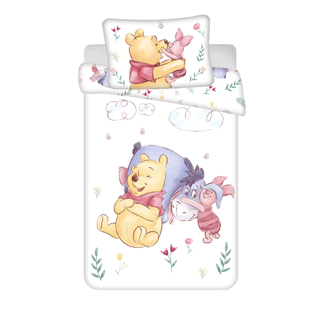 Disney Winnie The Pooh Baby Bettwäsche Set 100 x 135 cm Baumwolle mit Reißverschluss