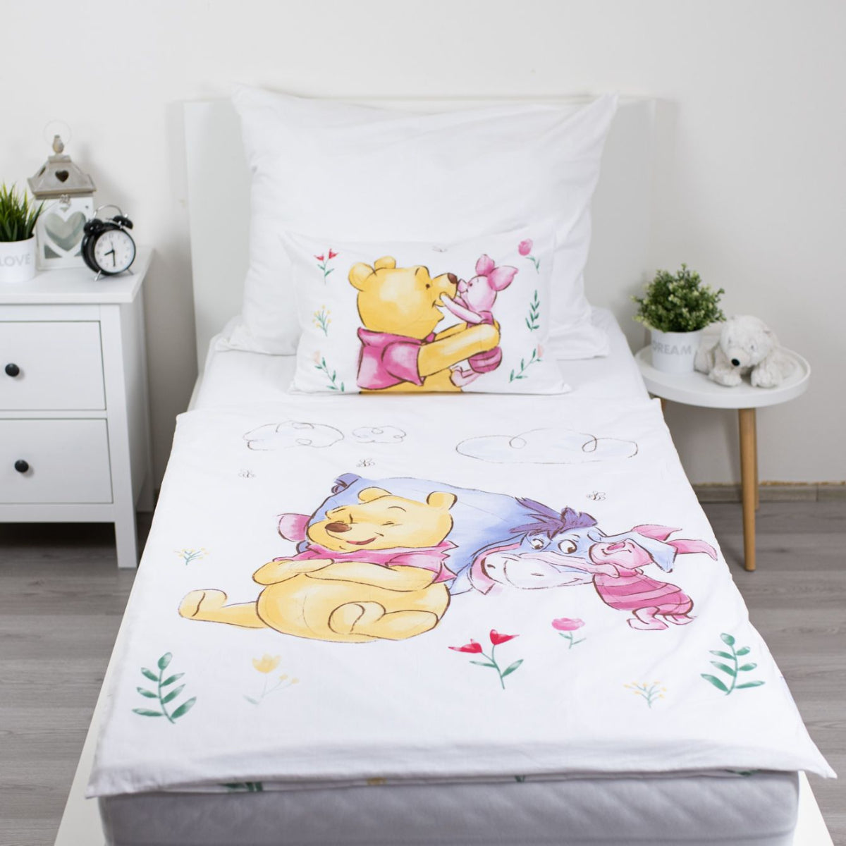 Disney Winnie The Pooh Baby Bettwäsche Set 100 x 135 cm Baumwolle mit Reißverschluss
