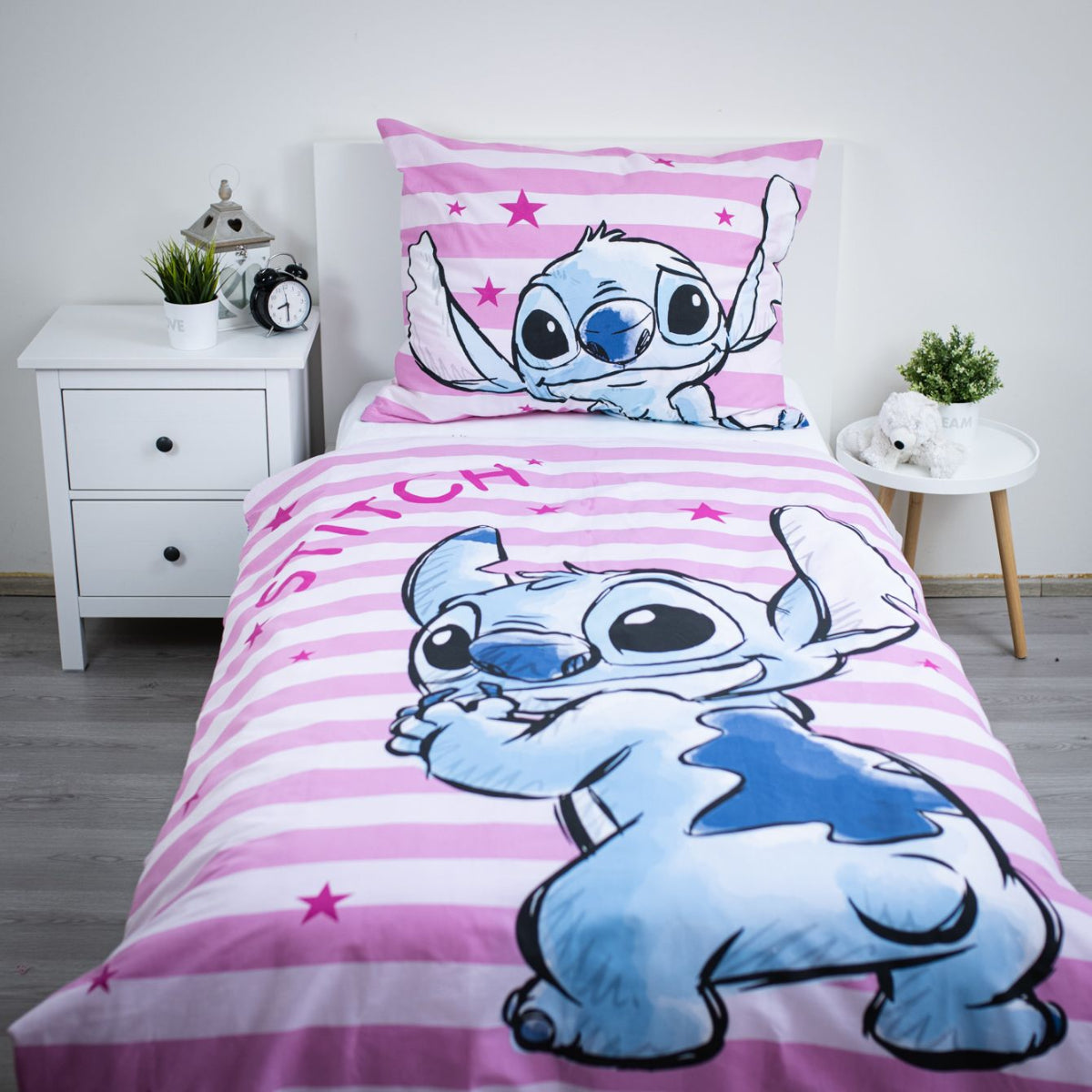 Disney Lilo & Stitch Bettwäsche 140 × 200 cm Baumwolle Bettbezug Kissenbezug mit Reißverschluss