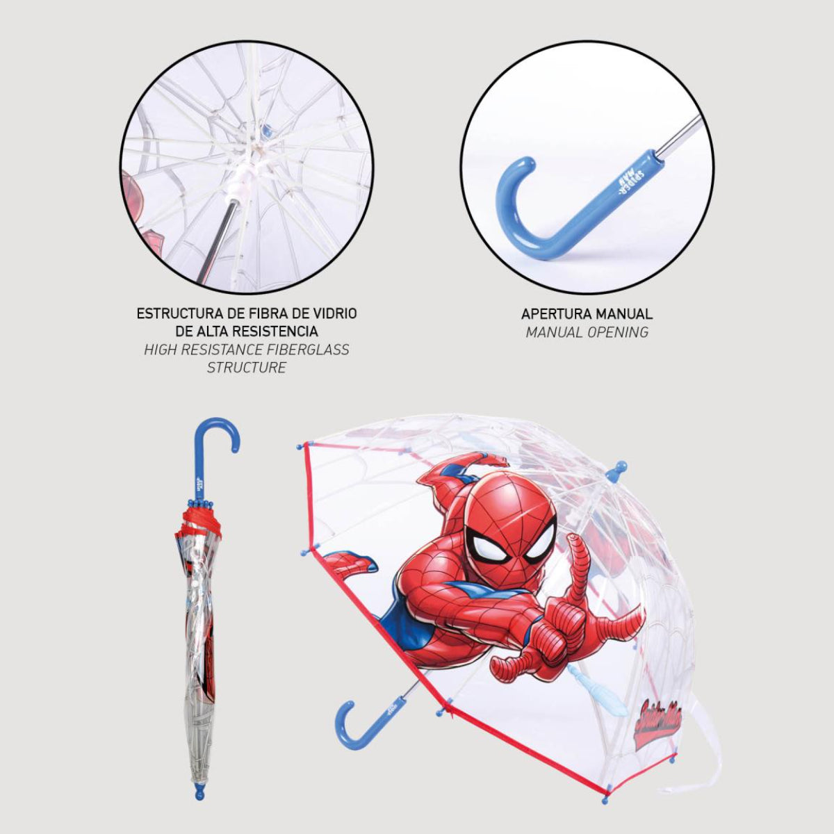 Spiderman Regenschirm ⌀ 71 cm Leichter Kuppel-Schirm für Regenwetter