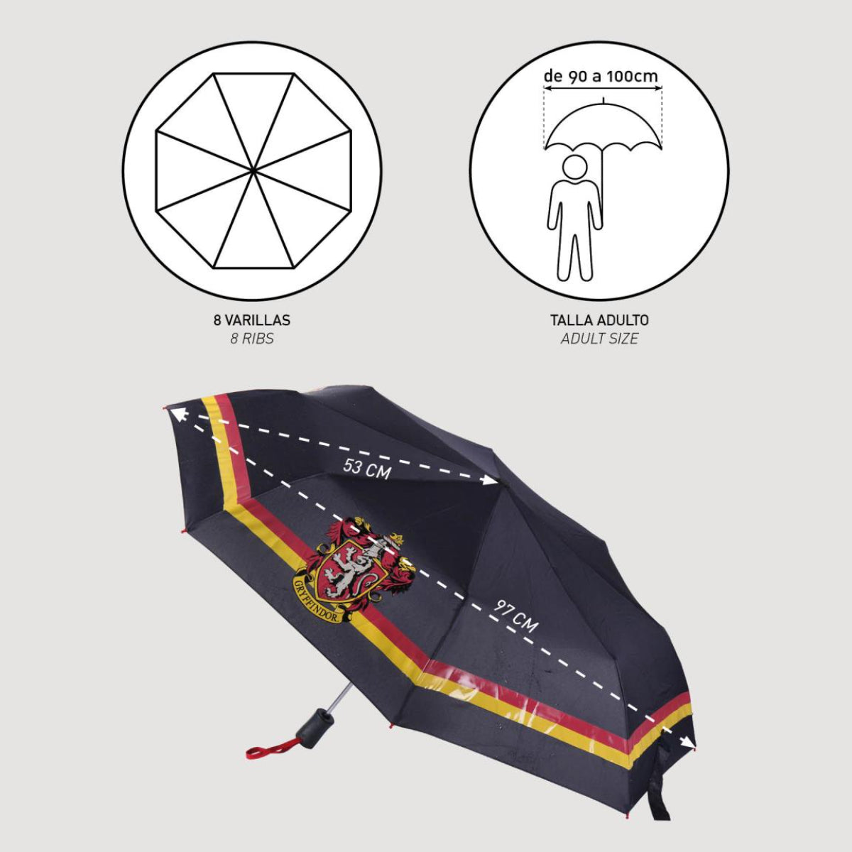 Harry Potter Regenschirm ⌀ 97 cm Leichter Kuppel-Schirm für Regenwetter
