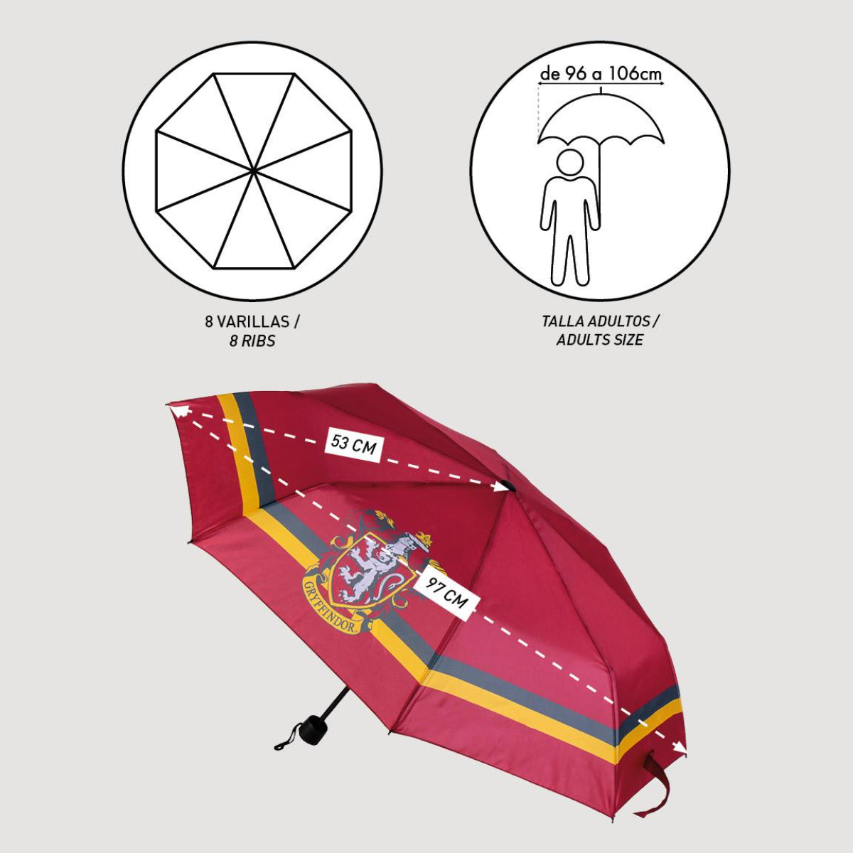 Harry Potter Regenschirm ⌀ 97 cm Leichter Kuppel-Schirm für Regenwetter