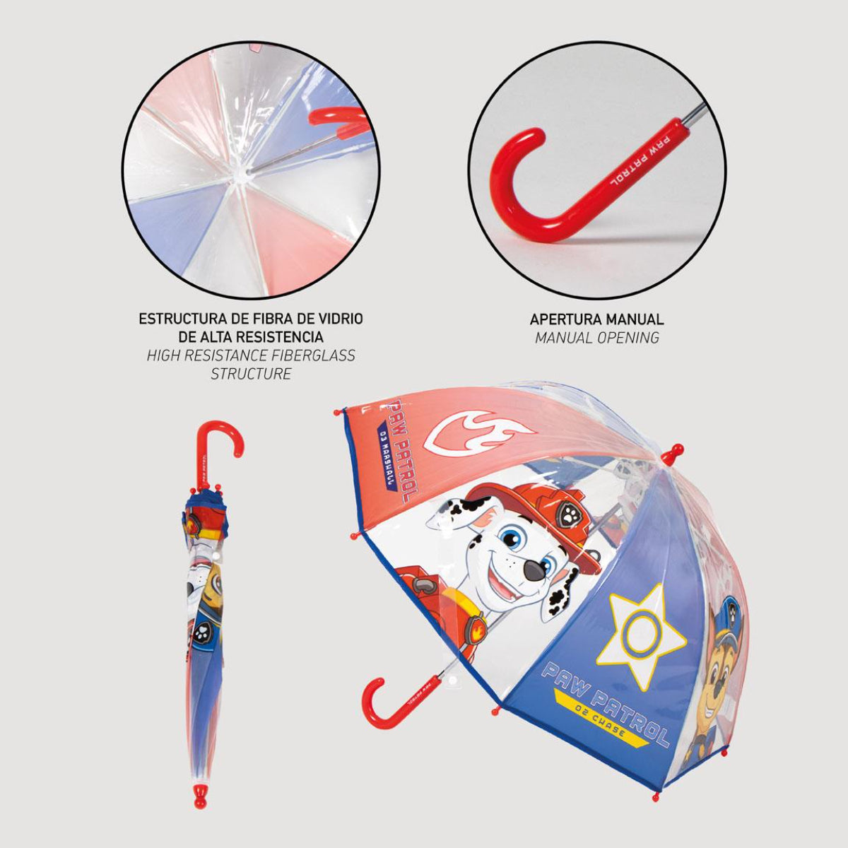 Paw Patrol Kinder Ø 71 cm Regenschirm manueller Bubble-Schirm & Wetterschutz
