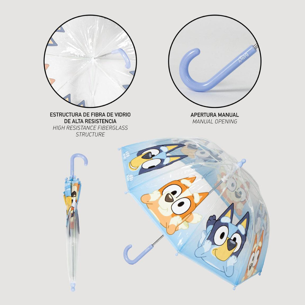 Bluey Kinder Ø 71 cm Regenschirm manueller Bubble-Schirm & Wetterschutz