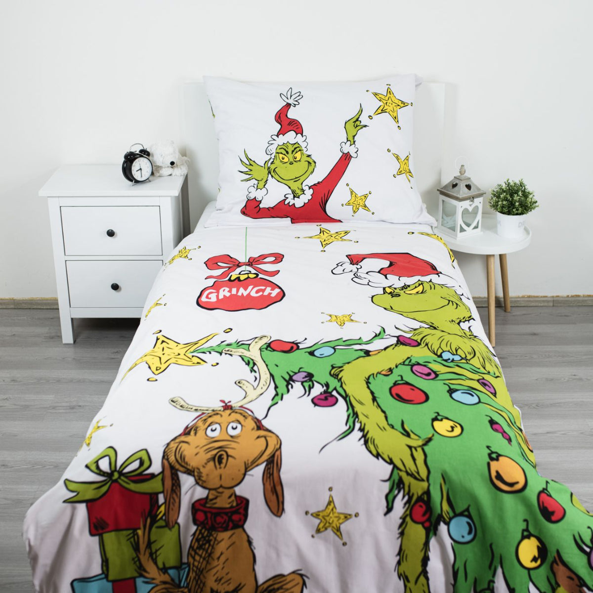 The Grinch Grinchmas Bettwäsche 140 × 200 cm Baumwolle Bettbezug Kissenbezug mit Reißverschluss