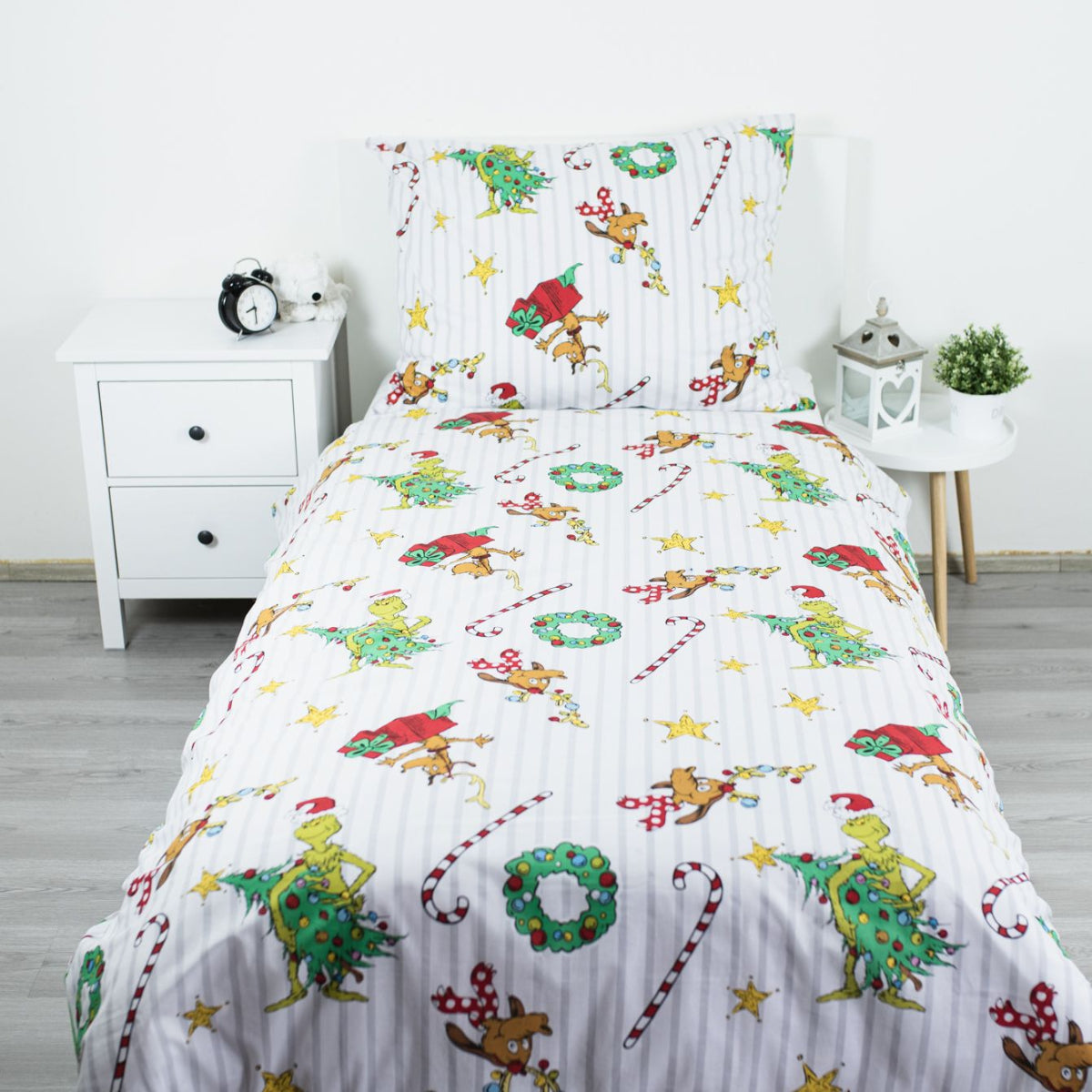 The Grinch Grinchmas Bettwäsche 140 × 200 cm Baumwolle Bettbezug Kissenbezug mit Reißverschluss
