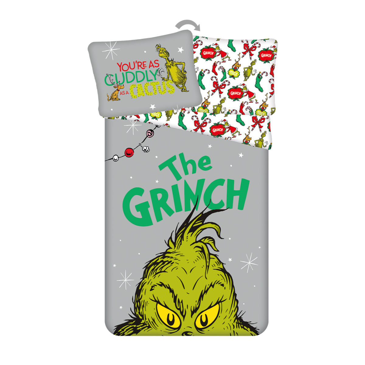 The Grinch Fan Bettwäsche 140 × 200 cm Baumwolle Bettwäsche Set für Kinderzimmer und Schlafzimmer