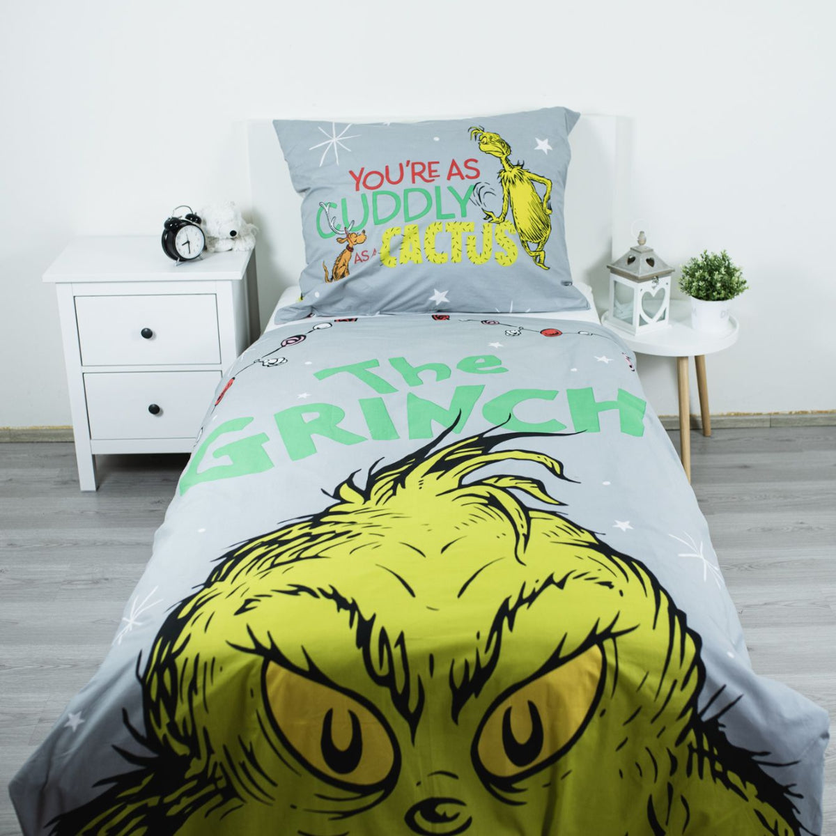 The Grinch Fan Bettwäsche 140 × 200 cm Baumwolle Bettwäsche Set für Kinderzimmer und Schlafzimmer