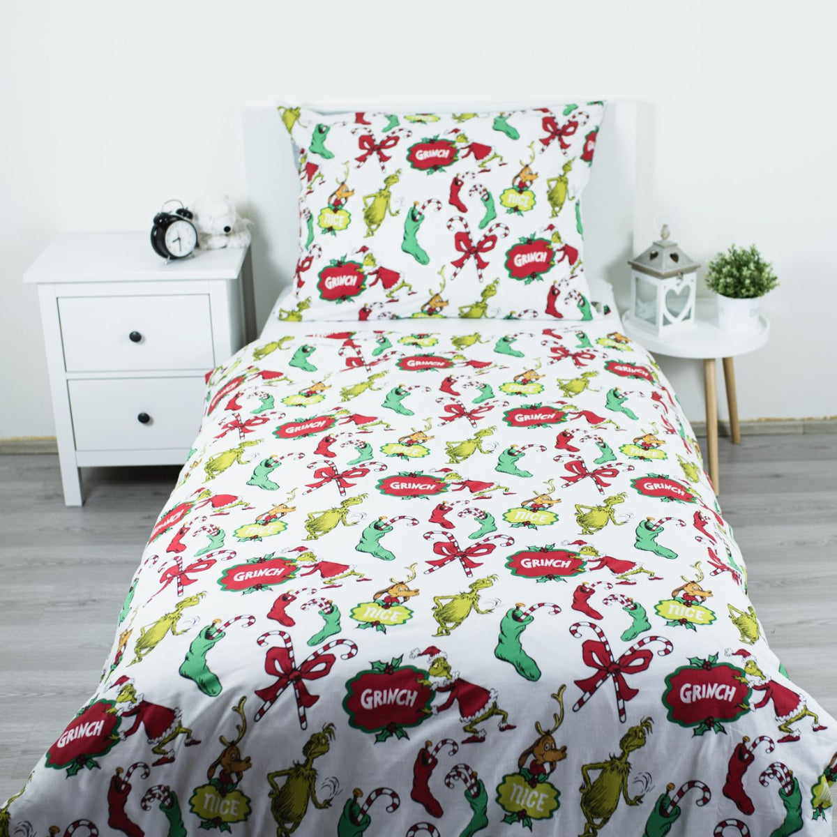 The Grinch Fan Bettwäsche 140 × 200 cm Baumwolle Bettwäsche Set für Kinderzimmer und Schlafzimmer