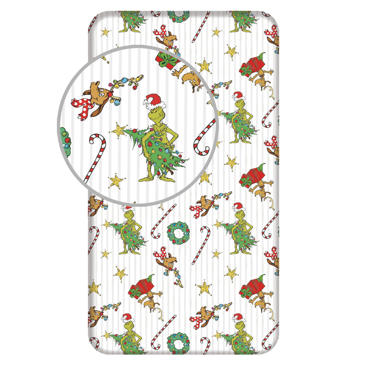 The Grinch Grinchmas Bettlaken 90 × 200 cm Spannbetttuch Baumwolle mit elastischen Ecken
