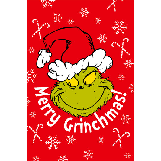 The Grinch Weihnachtsdecke 100 × 150 cm Microflanell Kuscheldecke mit Merry Grinchmas Motiv
